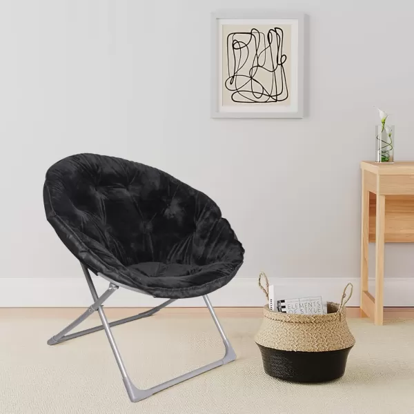 imageAmazon Basics Faux Fur Saucer Shaped Chair with Metal Frame Black 323quotD x 272quotW x 323quotHBlack