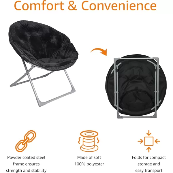 imageAmazon Basics Faux Fur Saucer Shaped Chair with Metal Frame Black 323quotD x 272quotW x 323quotHBlack