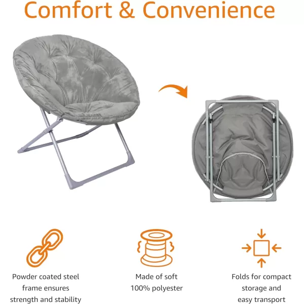 imageAmazon Basics Faux Fur Saucer Shaped Chair with Metal Frame Black 323quotD x 272quotW x 323quotHGrey