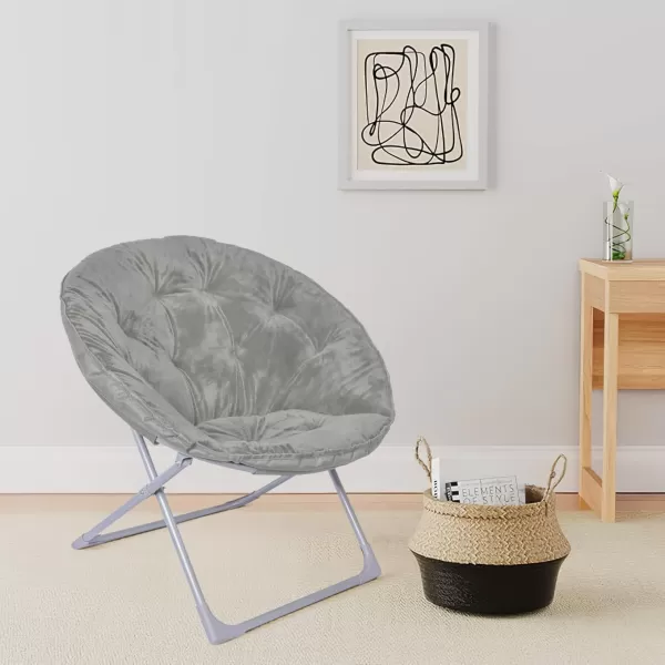 imageAmazon Basics Faux Fur Saucer Shaped Chair with Metal Frame Black 323quotD x 272quotW x 323quotHGrey