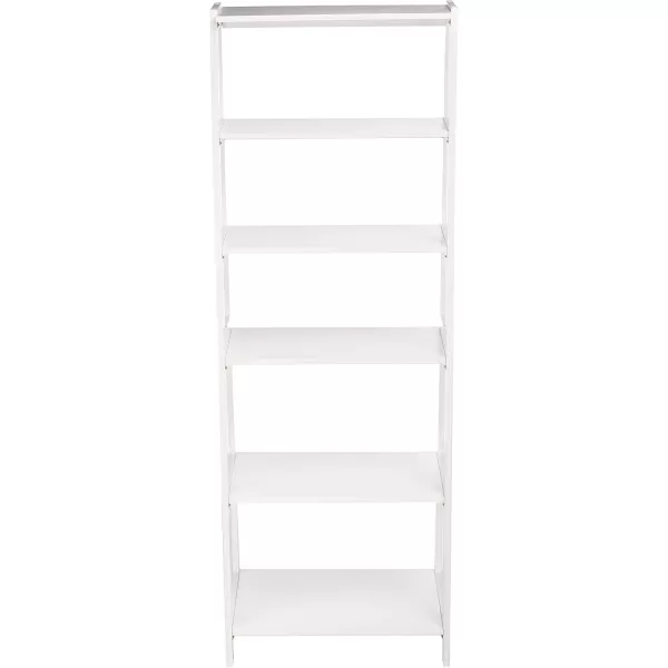 imageAmazon Basics Sturdy Rubberwood 5 Shelf Ladder Bookcase for Book Storage White 1503quot D x 2598quot W x 7448quot HWhite