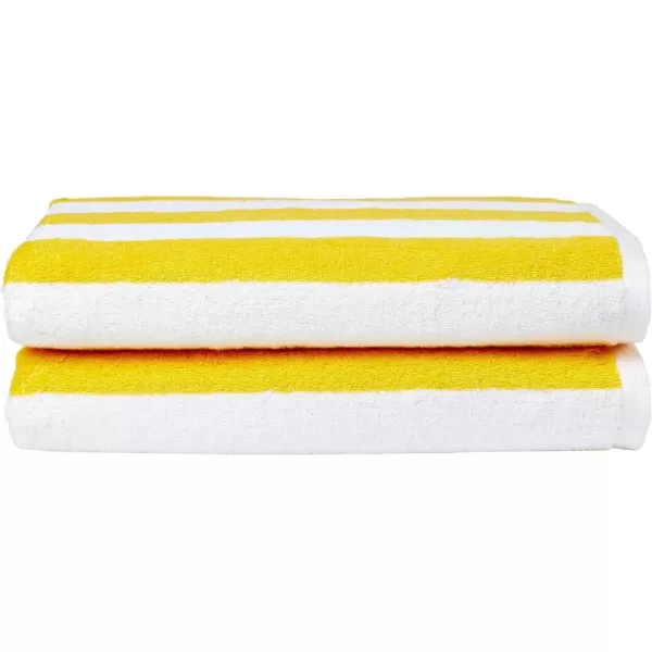 imageAmazon Basics 100 Cotton Terry Absorbent Cabana Stripe Pool ampamp Beach Towel Soft ampamp Large 2Pack Navy Blue 30 in x 60 inYellow