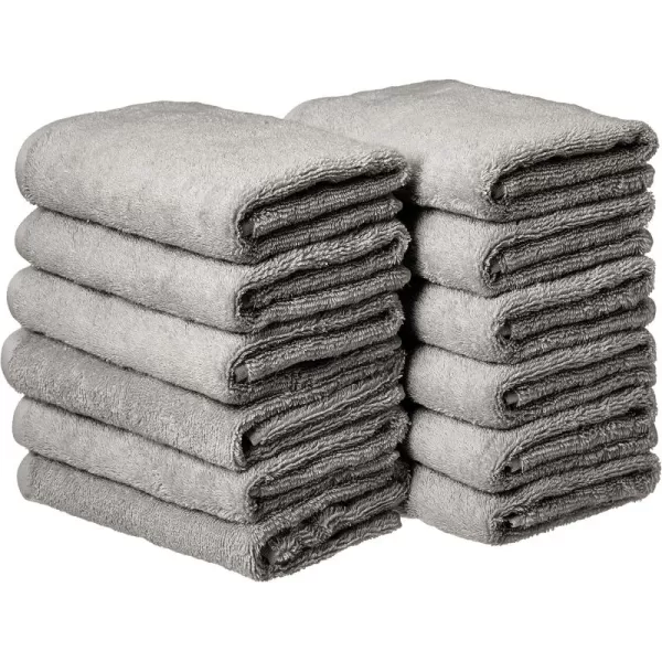 imageAmazon Basics 100 Cotton hand towels for bathroom  12 Pack white towel 16 x 26 inchesGray