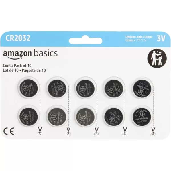 imageAmazon Basics 4Pack CR2032 Lithium Coin Cell Battery Compatible with AirTag 3 Volt Long Lasting Power MercuryFree10Pack