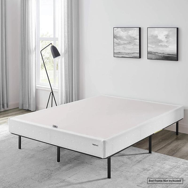 imageAmazon Basics Smart Box Spring Supportive Bed Base Extra Firm Memory Foam Mattress Foundation ToolFree Easy Assembly King White 79 x 755 x 7 inchesKing