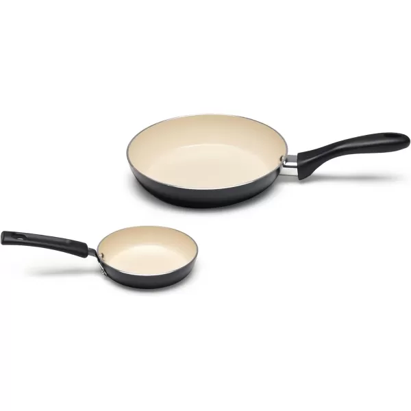 imageAmazon Basics 11Piece Ceramic NonStick Pots and Pans Set Dishwasher ampamp Oven Safe NonToxic Easy Clean BlackCream