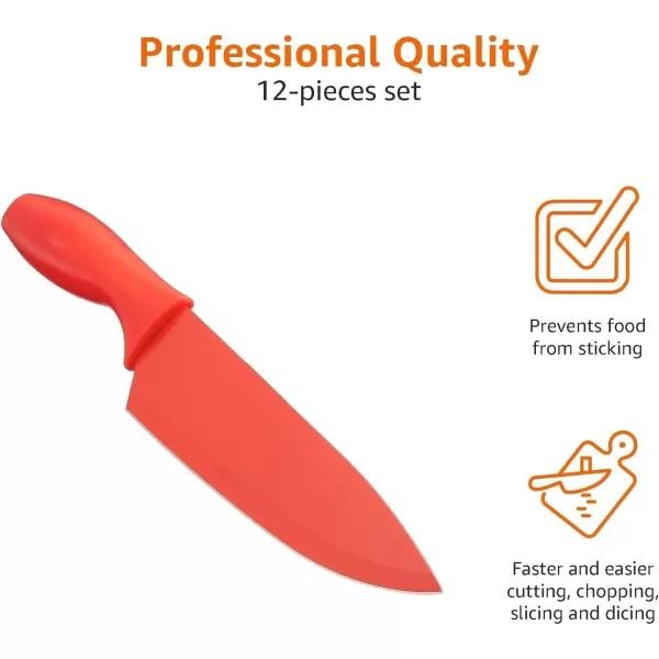 imageAmazon Basics ColorCoded Dishwasher Safe Kitchen 12Piece Knife Set 6 Knives with 6 Blade Guards Multicolor 1388 x 413 x 138 inch