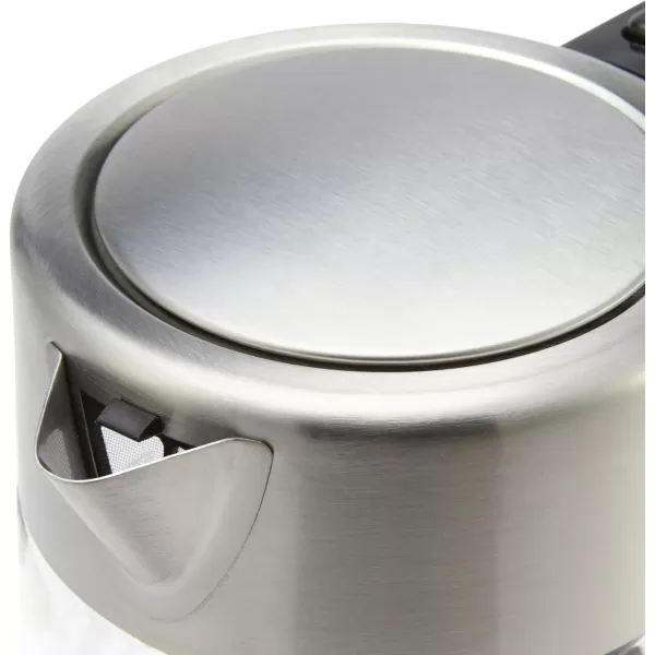 imageAmazon Basics Electric Kettle Tea Kettle for Hot Water Coffee ampamp Tea With Auto ShutOff Boil Dry Protection Strix Thermostat BPAFree 18 Quarts 17L 1500W Stainless Steel Black and SliverGlass Carafe