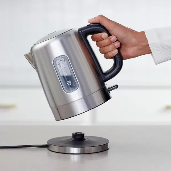 imageAmazon Basics Electric Kettle Tea Kettle for Hot Water Coffee ampamp Tea With Auto ShutOff Boil Dry Protection Strix Thermostat BPAFree 18 Quarts 17L 1500W Stainless Steel Black and SliverStainless Steel