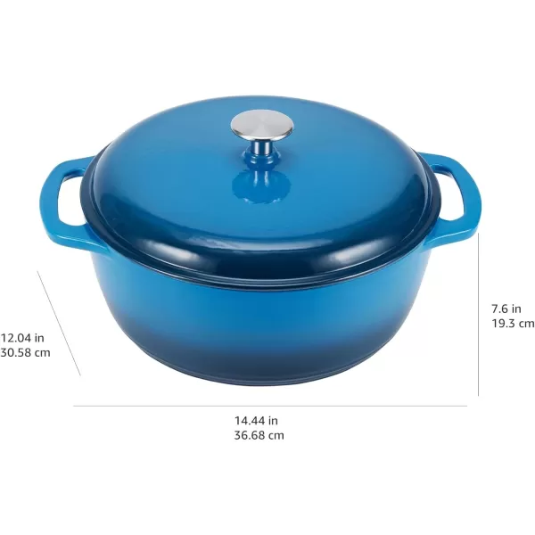 imageAmazon Basics Enameled Cast Iron Round Dutch Oven with Lid and Dual Handles HeavyDuty ampamp Large 73Quart RedBlue