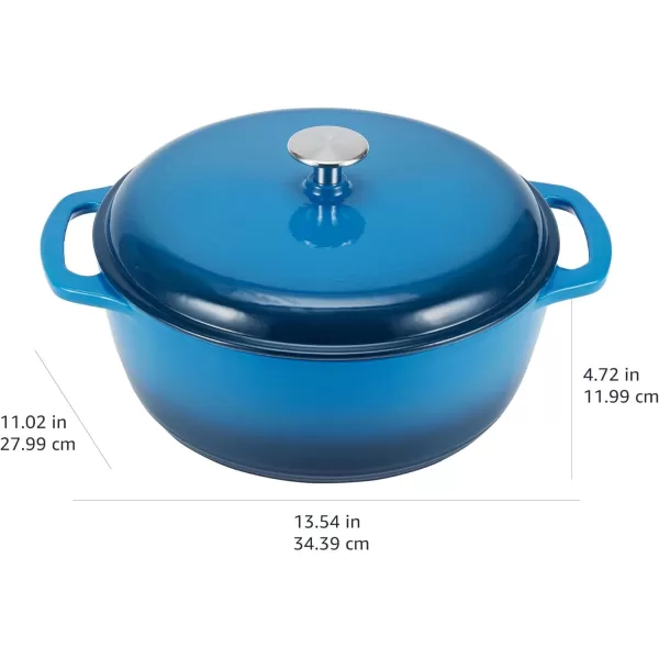 imageAmazon Basics Enameled Cast Iron Round Dutch Oven with Lid and Dual Handles HeavyDuty ampamp Large 73Quart RedBlue