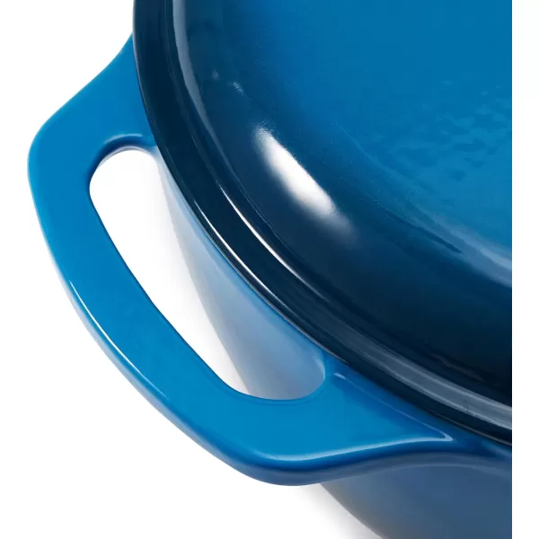 imageAmazon Basics Enameled Cast Iron Round Dutch Oven with Lid and Dual Handles HeavyDuty ampamp Large 73Quart RedBlue
