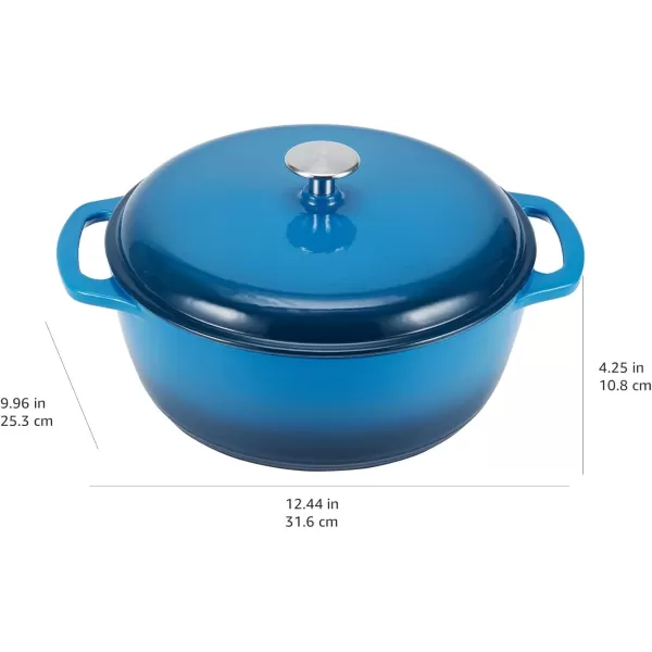 imageAmazon Basics Enameled Cast Iron Round Dutch Oven with Lid and Dual Handles HeavyDuty ampamp Large 73Quart RedBlue