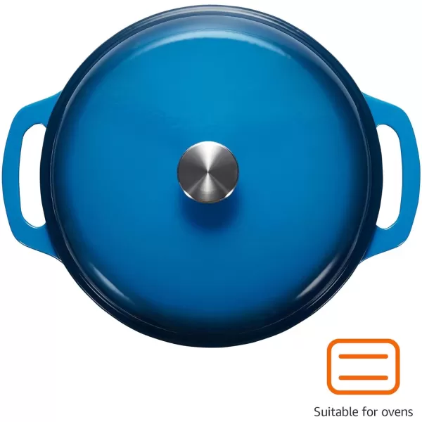 imageAmazon Basics Enameled Cast Iron Round Dutch Oven with Lid and Dual Handles HeavyDuty ampamp Large 73Quart RedBlue