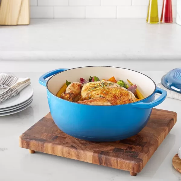 imageAmazon Basics Enameled Cast Iron Round Dutch Oven with Lid and Dual Handles HeavyDuty ampamp Large 73Quart RedBlue