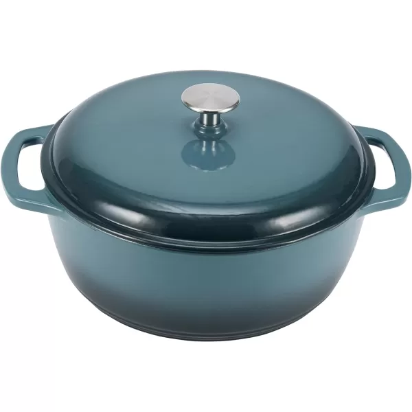 imageAmazon Basics Enameled Cast Iron Round Dutch Oven with Lid and Dual Handles HeavyDuty ampamp Large 73Quart RedGray