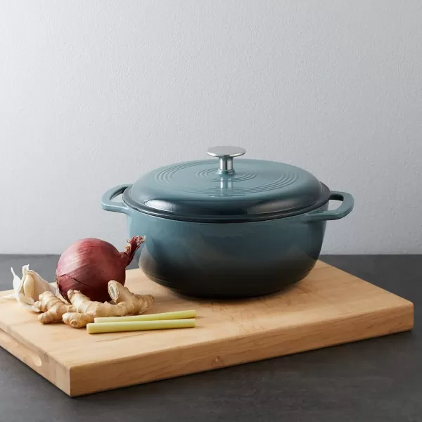 imageAmazon Basics Enameled Cast Iron Round Dutch Oven with Lid and Dual Handles HeavyDuty ampamp Large 73Quart RedGray