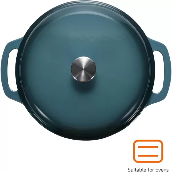 imageAmazon Basics Enameled Cast Iron Round Dutch Oven with Lid and Dual Handles HeavyDuty ampamp Large 73Quart RedGray