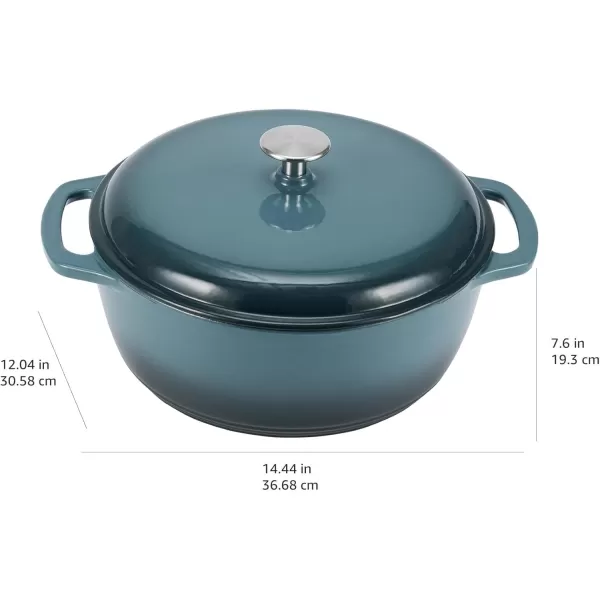 imageAmazon Basics Enameled Cast Iron Round Dutch Oven with Lid and Dual Handles HeavyDuty ampamp Large 73Quart RedGray