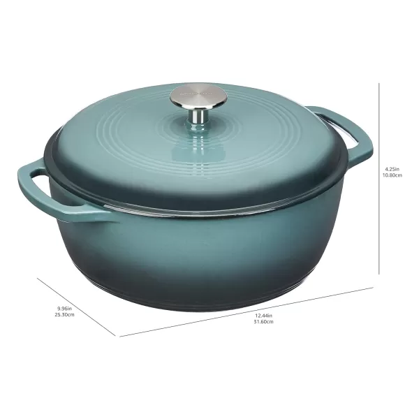 imageAmazon Basics Enameled Cast Iron Round Dutch Oven with Lid and Dual Handles HeavyDuty ampamp Large 73Quart RedGray