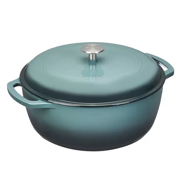 imageAmazon Basics Enameled Cast Iron Round Dutch Oven with Lid and Dual Handles HeavyDuty ampamp Large 73Quart RedGray