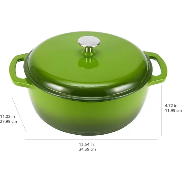 imageAmazon Basics Enameled Cast Iron Round Dutch Oven with Lid and Dual Handles HeavyDuty ampamp Large 73Quart RedGreen