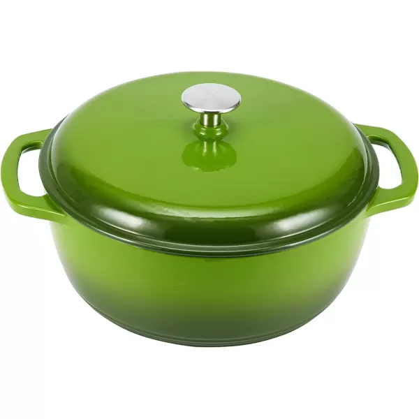 imageAmazon Basics Enameled Cast Iron Round Dutch Oven with Lid and Dual Handles HeavyDuty ampamp Large 73Quart RedGreen