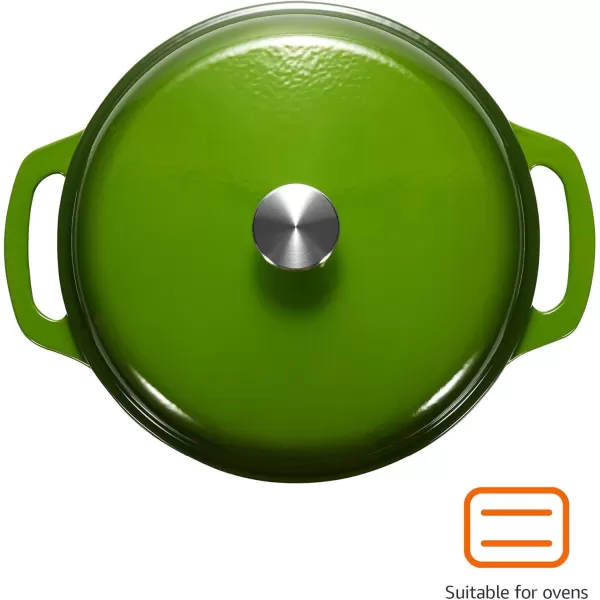 imageAmazon Basics Enameled Cast Iron Round Dutch Oven with Lid and Dual Handles HeavyDuty ampamp Large 73Quart RedGreen