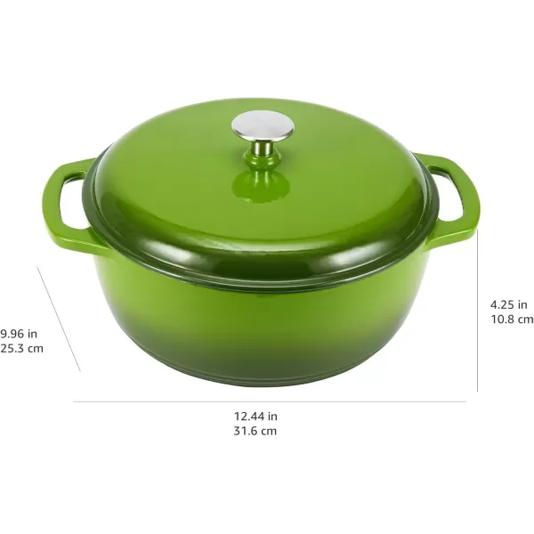 imageAmazon Basics Enameled Cast Iron Round Dutch Oven with Lid and Dual Handles HeavyDuty ampamp Large 73Quart RedGreen