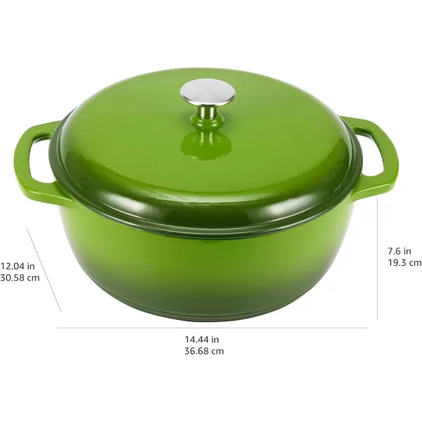 imageAmazon Basics Enameled Cast Iron Round Dutch Oven with Lid and Dual Handles HeavyDuty ampamp Large 73Quart RedGreen