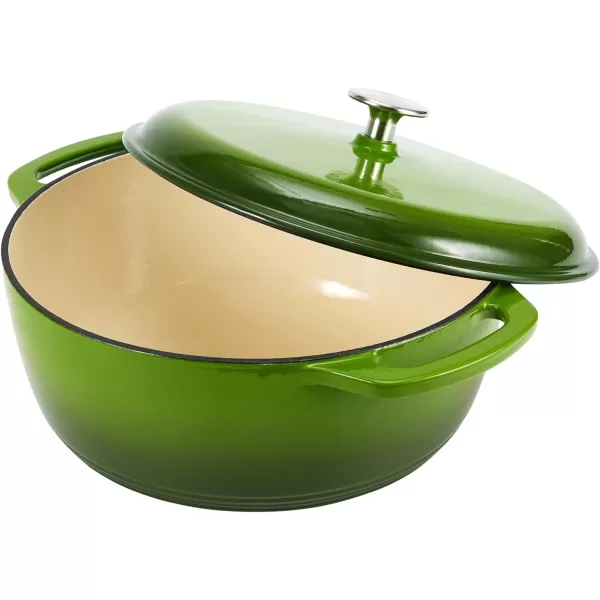 imageAmazon Basics Enameled Cast Iron Round Dutch Oven with Lid and Dual Handles HeavyDuty ampamp Large 73Quart RedGreen