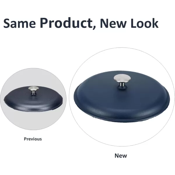imageAmazon Basics Enameled Cast Iron Round Dutch Oven with Lid and Dual Handles HeavyDuty ampamp Large 73Quart RedMatte Navy