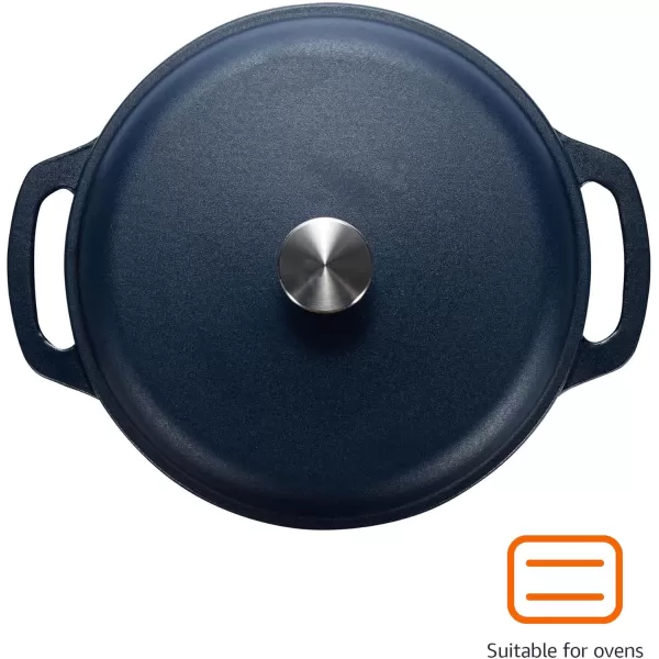 imageAmazon Basics Enameled Cast Iron Round Dutch Oven with Lid and Dual Handles HeavyDuty ampamp Large 73Quart RedMatte Navy