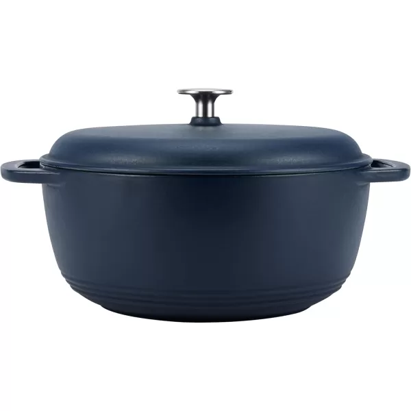 imageAmazon Basics Enameled Cast Iron Round Dutch Oven with Lid and Dual Handles HeavyDuty ampamp Large 73Quart RedMatte Navy