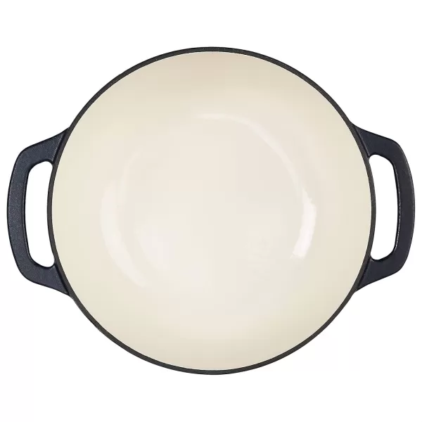 imageAmazon Basics Enameled Cast Iron Round Dutch Oven with Lid and Dual Handles HeavyDuty ampamp Large 73Quart RedMatte Navy