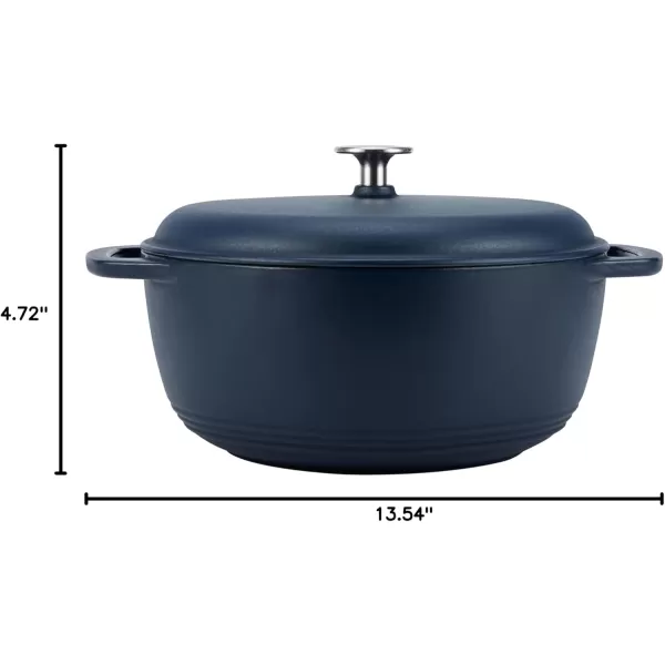 imageAmazon Basics Enameled Cast Iron Round Dutch Oven with Lid and Dual Handles HeavyDuty ampamp Large 73Quart RedMatte Navy