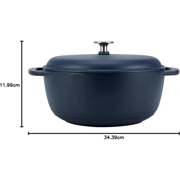 imageAmazon Basics Enameled Cast Iron Round Dutch Oven with Lid and Dual Handles HeavyDuty ampamp Large 73Quart RedMatte Navy