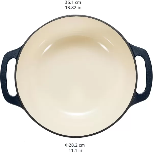 imageAmazon Basics Enameled Cast Iron Round Dutch Oven with Lid and Dual Handles HeavyDuty ampamp Large 73Quart RedMatte Navy