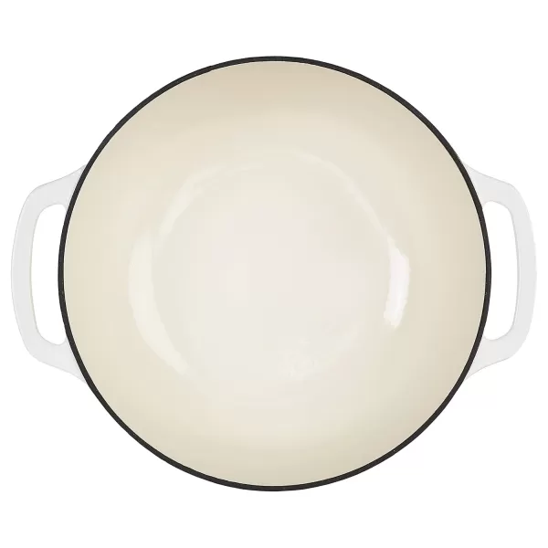 imageAmazon Basics Enameled Cast Iron Round Dutch Oven with Lid and Dual Handles HeavyDuty ampamp Large 73Quart RedMatte White