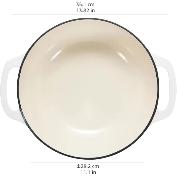 imageAmazon Basics Enameled Cast Iron Round Dutch Oven with Lid and Dual Handles HeavyDuty ampamp Large 73Quart RedMatte White