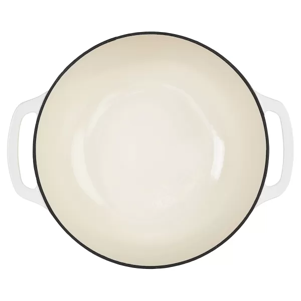imageAmazon Basics Enameled Cast Iron Round Dutch Oven with Lid and Dual Handles HeavyDuty ampamp Large 73Quart RedMatte White