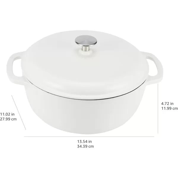 imageAmazon Basics Enameled Cast Iron Round Dutch Oven with Lid and Dual Handles HeavyDuty ampamp Large 73Quart RedMatte White