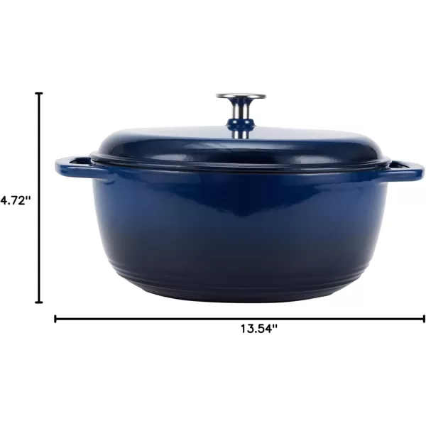 imageAmazon Basics Enameled Cast Iron Round Dutch Oven with Lid and Dual Handles HeavyDuty ampamp Large 73Quart RedNavy