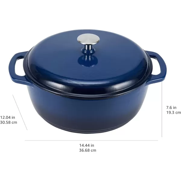 imageAmazon Basics Enameled Cast Iron Round Dutch Oven with Lid and Dual Handles HeavyDuty ampamp Large 73Quart RedNavy