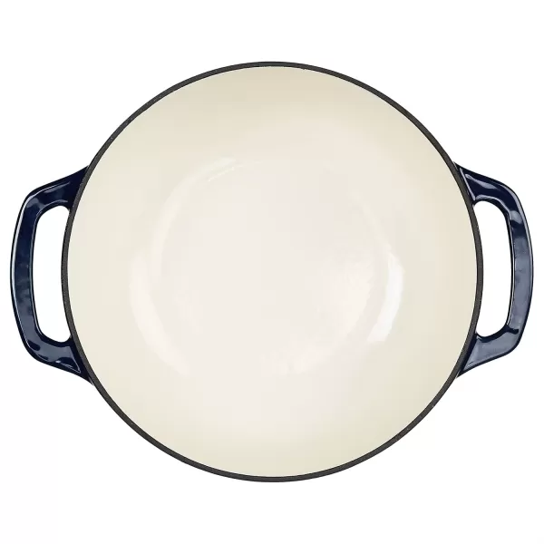 imageAmazon Basics Enameled Cast Iron Round Dutch Oven with Lid and Dual Handles HeavyDuty ampamp Large 73Quart RedNavy