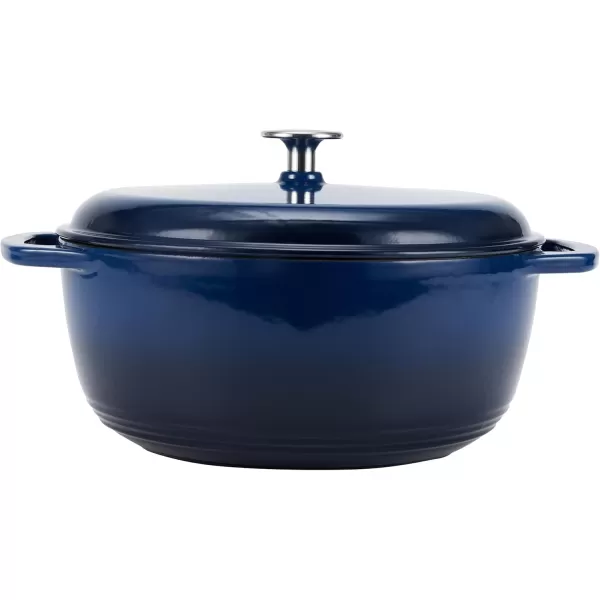 imageAmazon Basics Enameled Cast Iron Round Dutch Oven with Lid and Dual Handles HeavyDuty ampamp Large 73Quart RedNavy