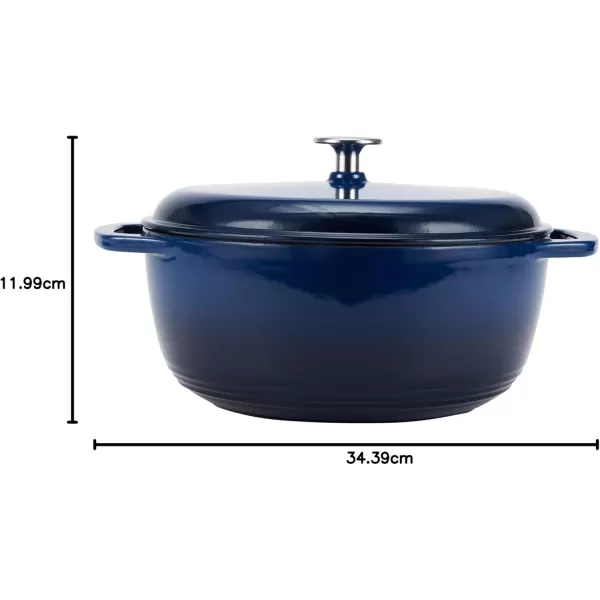 imageAmazon Basics Enameled Cast Iron Round Dutch Oven with Lid and Dual Handles HeavyDuty ampamp Large 73Quart RedNavy