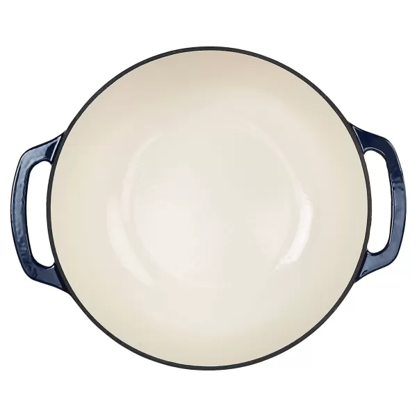 imageAmazon Basics Enameled Cast Iron Round Dutch Oven with Lid and Dual Handles HeavyDuty ampamp Large 73Quart RedNavy