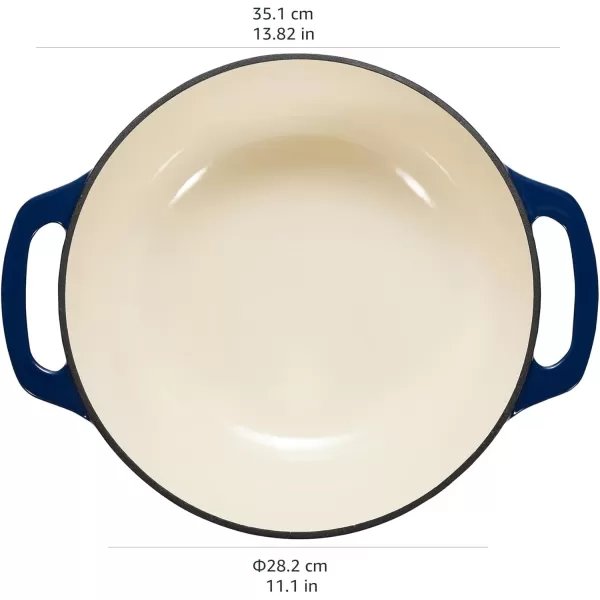 imageAmazon Basics Enameled Cast Iron Round Dutch Oven with Lid and Dual Handles HeavyDuty ampamp Large 73Quart RedNavy