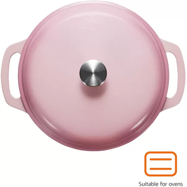 imageAmazon Basics Enameled Cast Iron Round Dutch Oven with Lid and Dual Handles HeavyDuty ampamp Large 73Quart RedPink